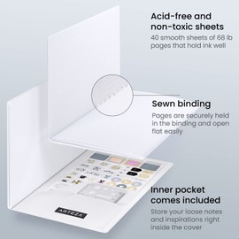 ARTEZA Pocket Notebooks, 5 x 8 Inches, Set of 5, 40 Sheets Each, Moroccan Designs, 2 Dotted, 2 Ruled and 1 Blank Softcover Journal with Smooth Paper