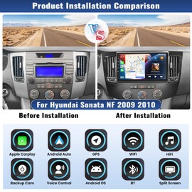 [2G 64G] Android 13 Car Stereo Radio for Hyundai Sonata NF 2009 2010 Wireless Apple Carplay&Android Auto GPS Navigation, 9” Touchscreen Bluetooth Hi-Fi Audio/Mirror Link/WiFi/SWC/USB+Backup Camera&Mic