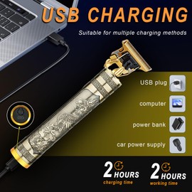 LQT Professional Hair Trimmer for Men, Beard Trimmer Hair Clippers for Men, Hair Clippers with 4 Limit Combs, Cordless Rechargeable Hair Trimmer Metal Body Cutting Grooming Kit