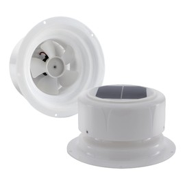 RecPro RV Solar Ventilation Fan | Solar Powered Ceiling Vent with Fan | For RV, Marine, Camper, Shed, Trailer (White)