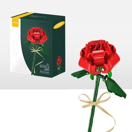 Cihely Flower Bouquet Building Blocks Kits Rose Red 601239-A, Artificial Flowers Building Project to Release Stress and Focus The Mind, for Birthday Gifts to Adults/Teens(100+ Pieces)