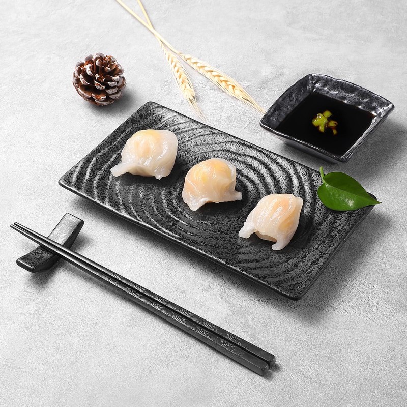 Youda Sushi Plate Set, 8 Piece Japanese Style Ceramic Sushi