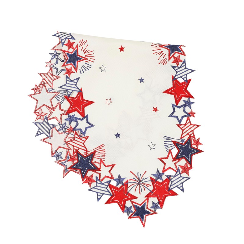 4th of July Table Runner with Embroidered Stars Memorial Day