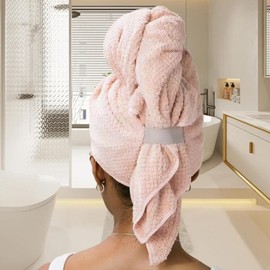 Hair Drying Towel, 24X40 Inches Soft Hair Caps Quick Dry, Curly Hair Plopping Towel, Super Absorbent Hair Turban Towel for Wet Curly Long Hair