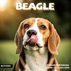 2026 Wall Calendar,Beagle Wall Calendar, 12" x 24" Open,Family Planner Calendar Organizer with Beagle Images, for Dogs Lovers