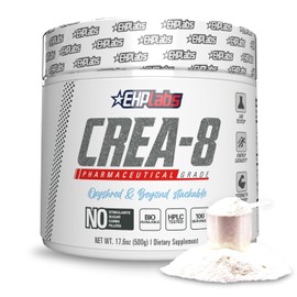 EHP Labs CREA-8 - Polvo de monohidrato de creatina micronizada, polvo de creatina sin sabor para crecimiento muscular, mayor fuerza, mayor produccin  