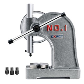 CXRCY Arbor Press 1 Ton Round Ram with Hand Wheel, Cast Iron Upgraded Manual Arbor Press, 5.5" Maximum Height, Desktop Arbor Press, Metal Punch Press Machine for Stamping Bending Forming Stretching
