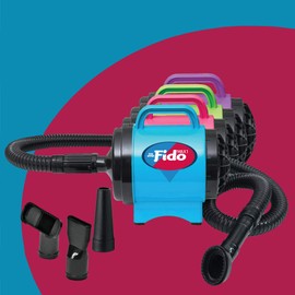 B-Air Fido Max 1 Dog Hair Dryer - Premier Grooming Collection, with 6-Foot Hose and 4 Grooming Nozzles, Hot Pink