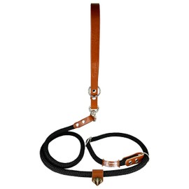 Anti Pulling Dog Lead with Martingale Collar and Leather Handle. Made in Spain. Training Leash for Small, Medium and Large Dogs. 160 cm. Black&Cognac