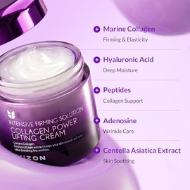 MIZON Crema Hidratante Facial con Colágeno Power Lifting 75 ml - crema facial de noche coreana reafirmante e hidratante con niacinamida, skincare...  