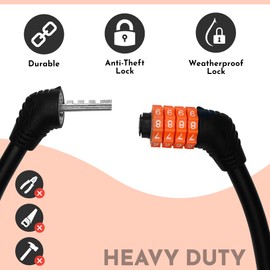 Trimming Shop 4 Digit Combination Cable Lock, 1m/3.2ft Combination Push Lock, Heavy Duty, Strong Security Steel Resettable Cable Lock for Bikes, Bicycle, Cycles, Mountain Bike, E-Bike