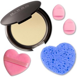 Kit de maquillaje y exfoliación – Polvo compacto Bissú + 1 Almohadilla de terciopelo mediano + 2 Almohadillas de dedos + 1 esponja exfoliante facial (04 Sand)