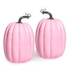 Artmag 8 Inch Large Artificial Pumpkins, 2PCS Big Pink Pumpkins