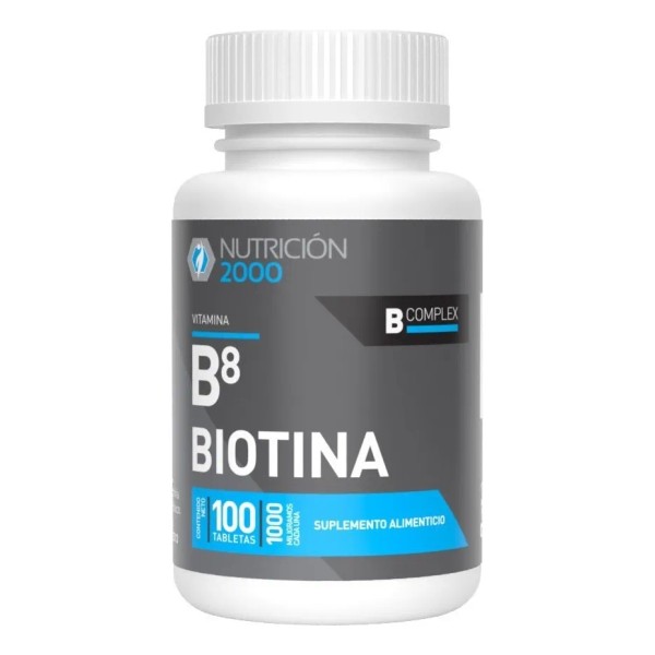 Vitamina B8 Biotina 100 Tabletas Nutricion 2000 Sabor Sin Sabor