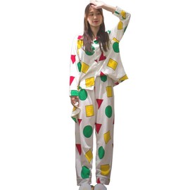 Mitigo Crayon Shin-chan Pajamas, Men's, Short Sleeve, Long Sleeve, Long Pants, Top and Bottom Set, Includes Eye Mask, 3-Piece Set, Open Front, Room Wear, Cute, For Spring, Summer, Autumn and Winter,