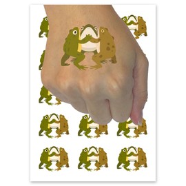 Dancing Frogs Toads Circle Temporary Tattoo Water Resistant Fake Body Art Set Collection - 54 1" Tattoos (1 Sheet)