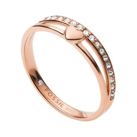 Fossil Ring for Women Vintage Glitz, Length: 21.5 x 20 x 6 Rose Gold Stainless Steel Ring, JF03460791