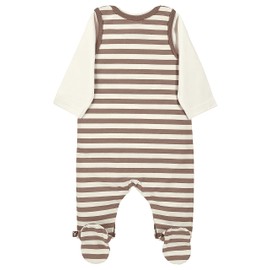 Sterntaler Baby Boys Romper GOTS Set Emmi - Baby Romper - Striped Single Jersey - Green, brown