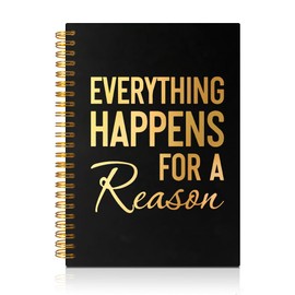 PUVOXHO Everything Happens for A Reason 160 Blank Pages Spiral Notebook, Self Improvement Planner, Faith Over Fear, Mental Health Gifts for Boss Leader Supervisor Mentor Coworker Friend BFF