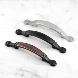 HESTIA HARDWARE 5 Pack | Bronze Brushed Cabinet Pull Oil Rubbed Bronze Arched Cabinet Handles 3 Inch Hole Center Kitchen Drawer Pull Bedroom Dresser Cabinet Handles (Z10.5.O)