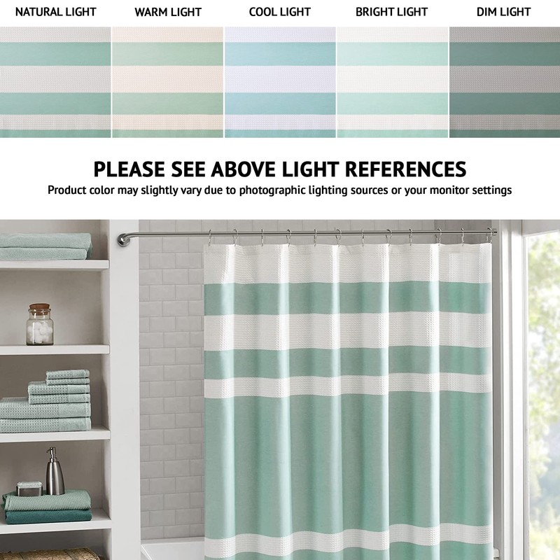 Madison Park MP70-1485 Spa Waffle Shower Curtain 72x72 Aqua,72x72