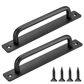 AIMIXUN 2 PCS Black Door Handle, Sliding Door Handle, Aluminum Alloy Shed Closet Door Pull Handles Modern Kitchen Handles Barn Door Pull Handles for Cabinet Shed Drawer Wardrobe, 180mm/7 Inch-Black