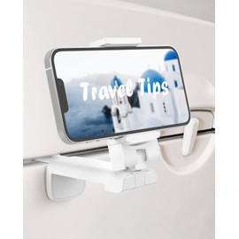 MiiKARE Airplane Travel Essentials Phone Holder, Universal Handsfree Phone Mount for Flying with 360 Degree Rotation, Travel Accessory for Airplane, Travel Must Haves Phone Stand for Desk, Table-White