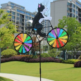 Animal Bicycle Wind Spinner for Garden Decoration – Playful Outdoor Windmill Accent in Black, Yellow or Random 2-Pack