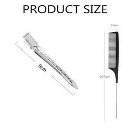 50pcs Hair Clips for Styling, 3.5" Duck Bill Hair Clips, Pin Curl Clips, Metal Sectioning Hair Clips with 2 Pcs Rat Tail Combs for Styling, Coloring, Thick Hair Sectioning