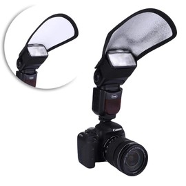 Universal Flash Reflector Diffuser,Portable Outdoor Soft Intense Light Flash Speedlite Silver White Photography Reflector Accessory for SLR Camera
