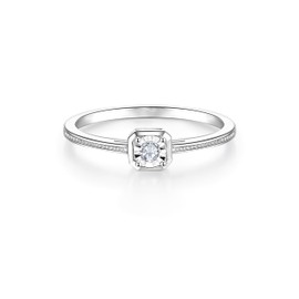 LAB Grown Diamond Solitaire Engagement Rings for Women in 925 Sterling Silver, Stackable Promise Wedding Anniversary Ring Jewelry Gift for Her, VS1-VS2 Clarity, E-F Color (Silver, 5)