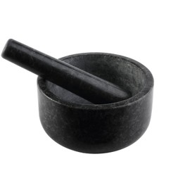 Koville African Granite Mortar and Pestle Set, 6.3" Stone Grinder Bowl for Guacamole, Salsa, Pill Crusher, Spice, Herb, Garlic, Nut, Heavy Duty Grinder for Kitchen, Polished Finish