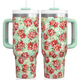 Generic Pioneer Woman Tumbler with Handle and Lid,30oz Boho Floral Pioneer Woman Double Wall Vacuum Insulated Tumbler,Pioneer Woman Cups Gift for Women, onesize