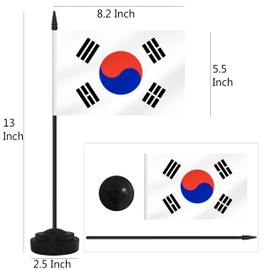 Yamiuo 12 Pack Korea Desk Flags, Korean Desktop Flag, Small Miniature Office Flags with 12" Black Pole and Black Base, Offices, Classroom, Home, Festival Decoration (Korea)