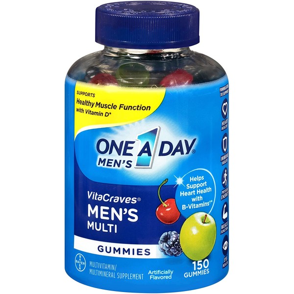 One A Day Men’s VitaCraves Multivitamin Gummies, Supplement with Vitamins A, C, E, B6, B12, and Vitamin D, 150 count