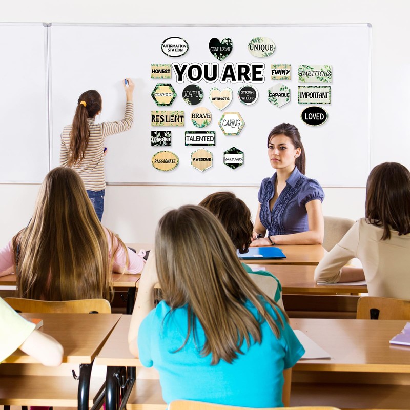 27Pcs Eucalyptus Affirmation Station Classroom Inspirational Bulletin Board Set Greenery
