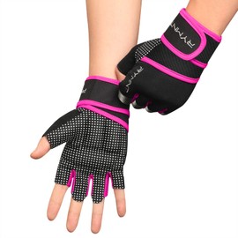 RYMNT Workout Gloves with Weight Lifting Wrist Wrap,Vented Cushioned Palm & Extra Grip for Men Women Gym,Weightlifting,Crossfit Training,Fitness,Exercise,WODs,Pullups.Pink-Medium