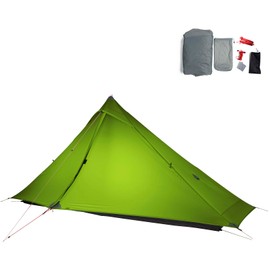 Telomat 3FULGEAR Lanshan1 Pro Outdoor Ultralight Camping Tent for 1 Person 3/4 Season Professional 20D Nylon Double Sided Silicone Tent, Camping, Trekking, Kayaking, Climbing, Hiking (Green 4 Season)