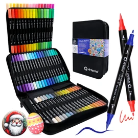 Artecho Acrylic Paint Markers 72 Colors with Bag, Acrylic Paint Pens with Brush Tip and Fine Tip for Stone, Rock Painting, Paper, Pumpkin, Wood, Egg, Canvas, Ceramic, Fabric, leather, Glass