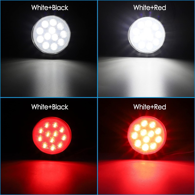 Partsam 4Pcs 4" Inch Round Led Stop Turn Tail Back-up