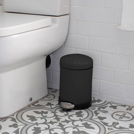 FurnitureXtra™ Classic Style Powder Coated Soft Close Pedal Bin, Plastic Inner bucket, Metal Lid, 3L(Black)