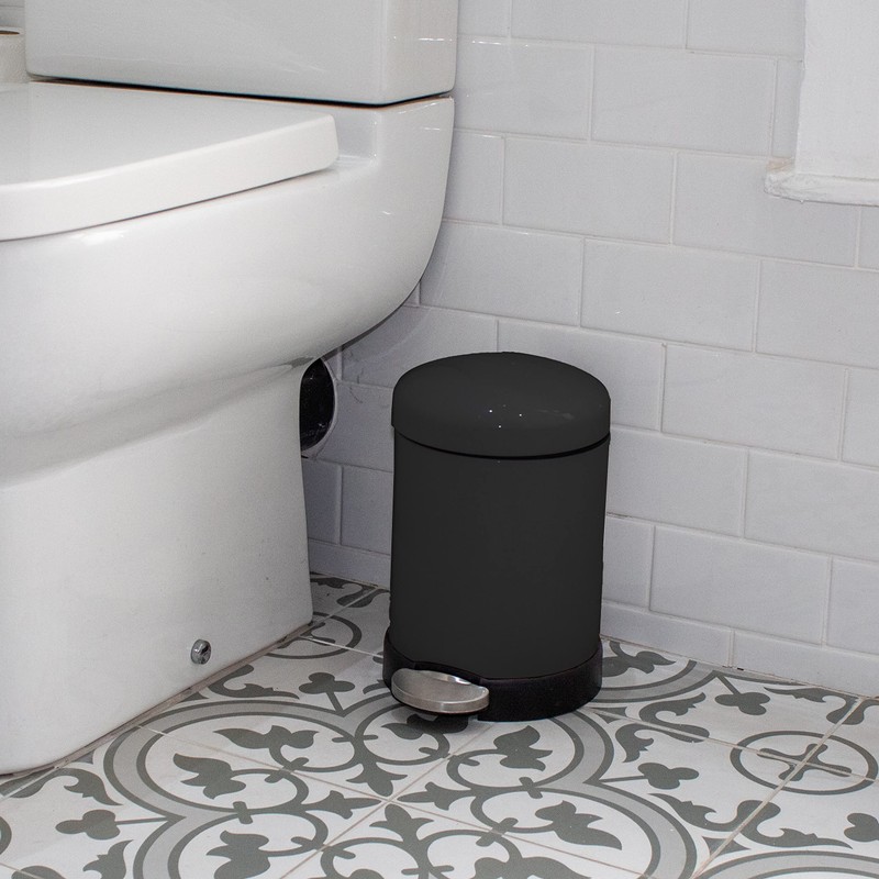 FurnitureXtra™ Classic Style Powder Coated Soft Close Pedal Bin, Plastic