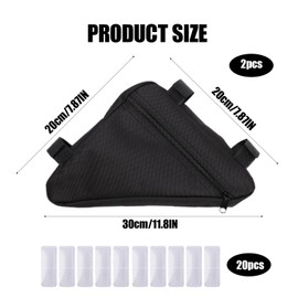 GUSDYIT 2Pcs Bike Frame Bag with 20Pcs Reflective Stickers, Triangle Small Bicycle Storage Pack Cycling for Road Mountain