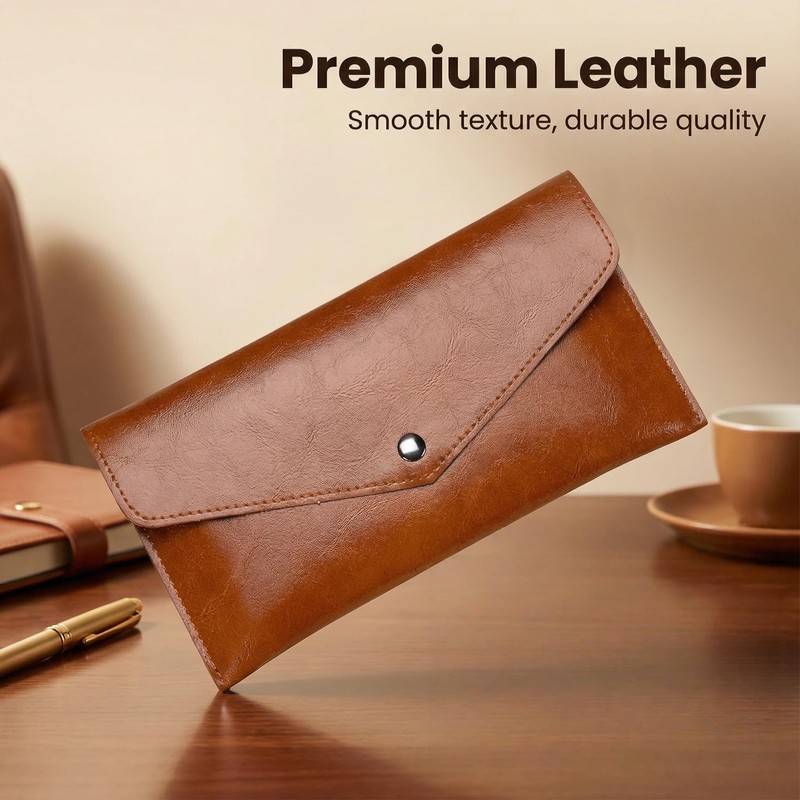 SUSOYAOCHEN Leather Cash Envelope System Wallet, Reusable Retro Currency Money