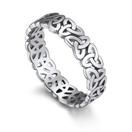 Bandmax Sterling Silver Celtic Knot Ring Forever Love Knot Ring for Women Men Size 10 Silver Wedding Ring Promise Ring Engagement Ring Couple Rings Gift for Women Men