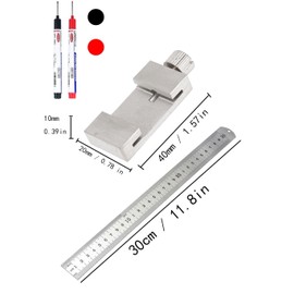 Brass Steel Ruler with Metal Stop, Metal Ruler, Ruler Stop Marking Gauge, Stainless Steel, Ruler Stop Marking Tool, Combination Square Carpenter's Square (Stainless Steel)