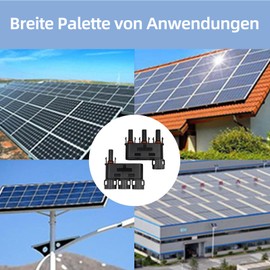 Witproton T/Y Solar Plug, 3-Way Y Splitter Photovoltaic Connector, 1Y3 Male/Female Solar Panel Cable Connector, Solar Panel Cable Connectors Plug (1 Pair)