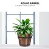 Happyyami Wooden Round Barrel Planter Retro Style Flat Mouth Flower