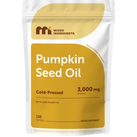 Micro Ingredients Pumpkin Seed Oil with Saw Palmetto, 150 Softgels | Cold Pressed, Pure Virgin Oil, Essential Fatty Acids, & Phytosterols | Natural Herbal Supplement | Non-GMO