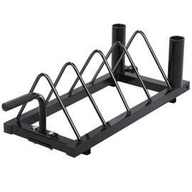 Topeakmart Barbell Weight Plate Bumper Stand,Powder-Coated Steel Frame